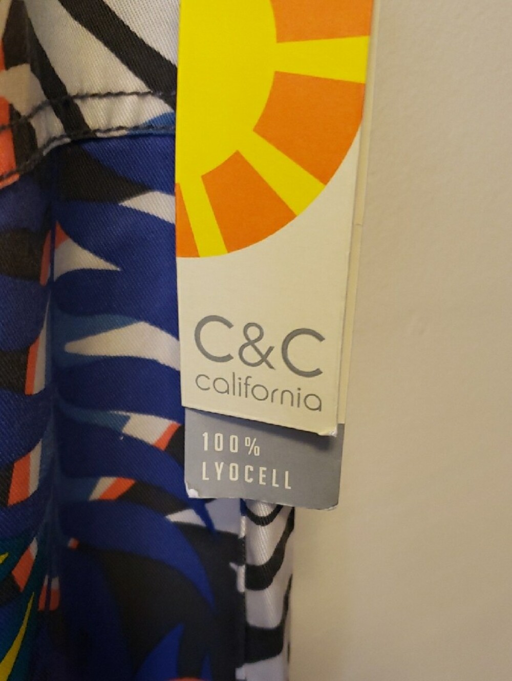 C&C California Tropical Print Drawstring Pants - Blue, Coral, Black - Picture 6 of 9